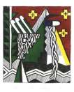 Two Figures With Teepee - Signed Print