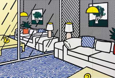 Wallpaper With Blue Floor Interior - Signed Print by Roy Lichtenstein 1992 - MyArtBroker