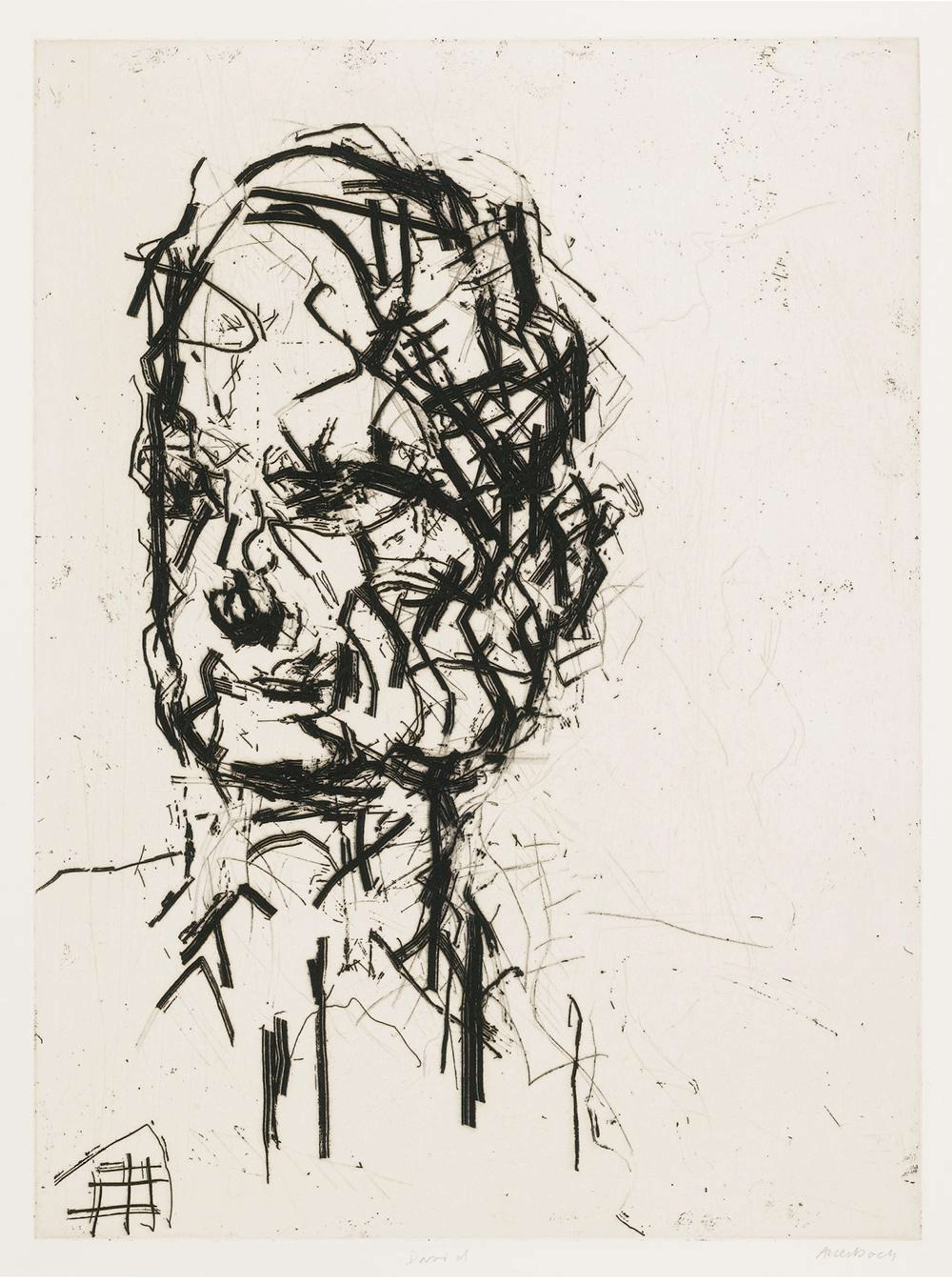 Dessin expressionniste d'une tête d'homme