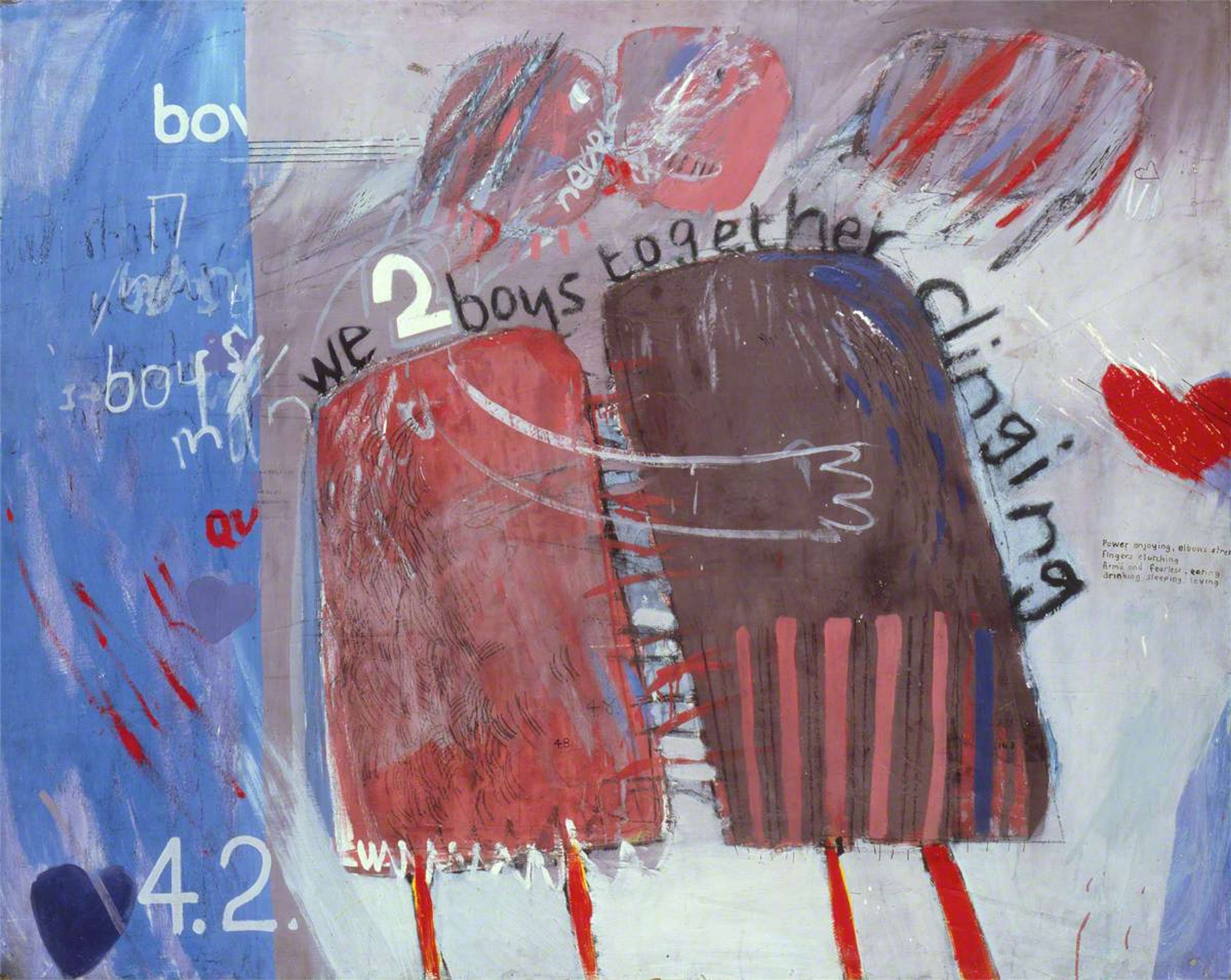 Nous deux garçons s'accrochant ensemble de David Hockney