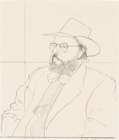 Henry Geldzahler With Hat - Signed Print by David Hockney 1976 - MyArtBroker