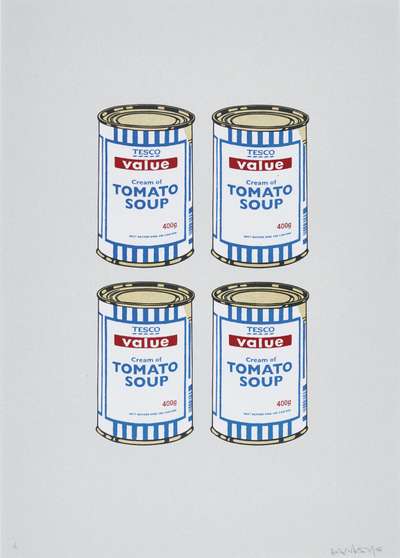Soup Cans Quad (gold on grey) - Signed Print by Banksy 2006 - MyArtBroker
