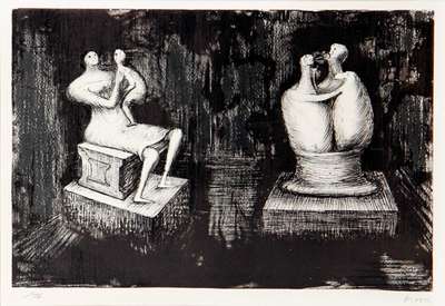 Sculpture In A Dark Interior - Signed Print by Henry Moore 1973 - MyArtBroker
