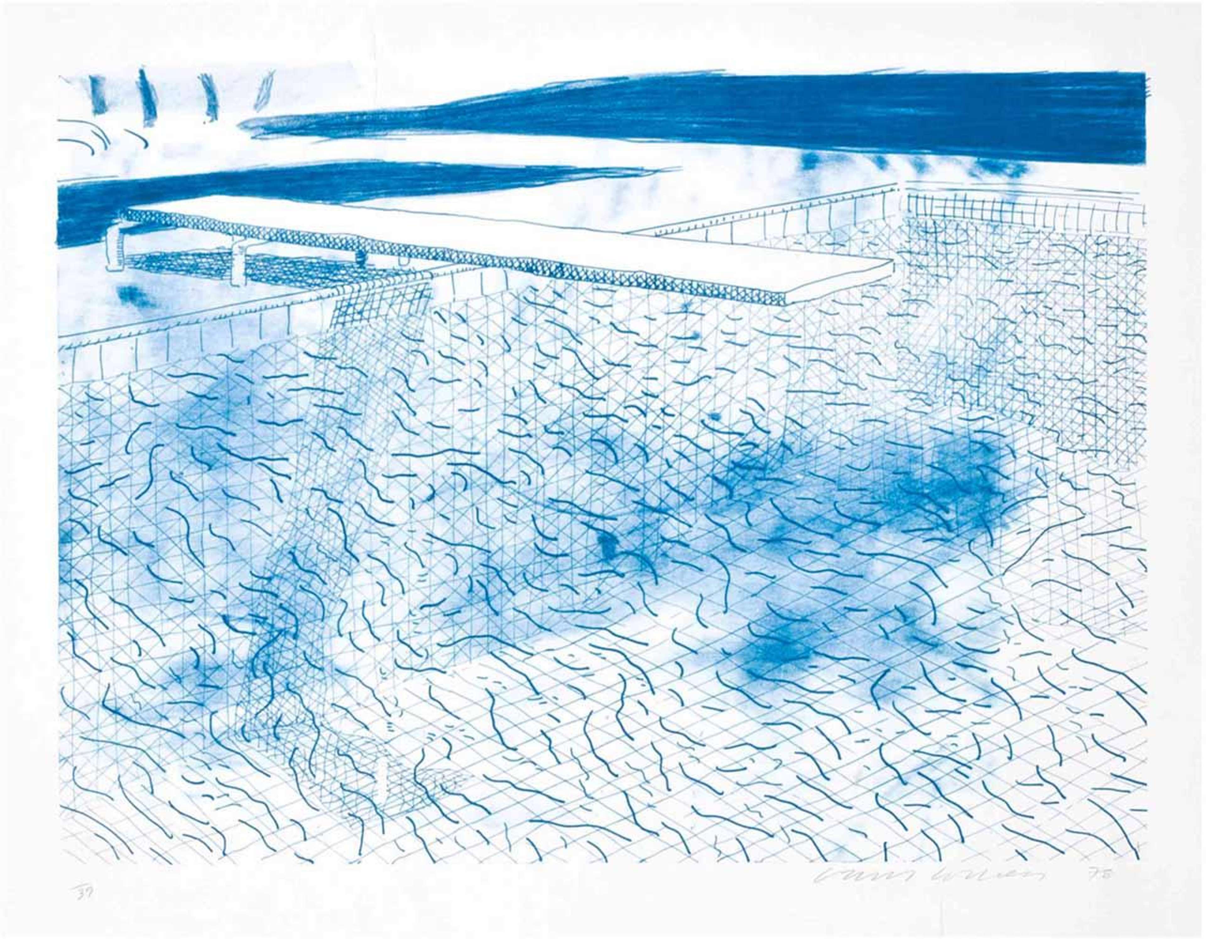 Lithograph Of Water Made Of Lines - Signed Print by David Hockney 1980 - MyArtBroker