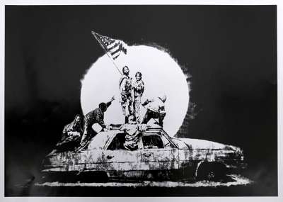 Flag (silver) - Unsigned Print by Banksy 2008 - MyArtBroker