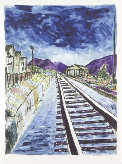 Train Tracks Blue (2013) - Signed Print by Bob Dylan 2013 - MyArtBroker
