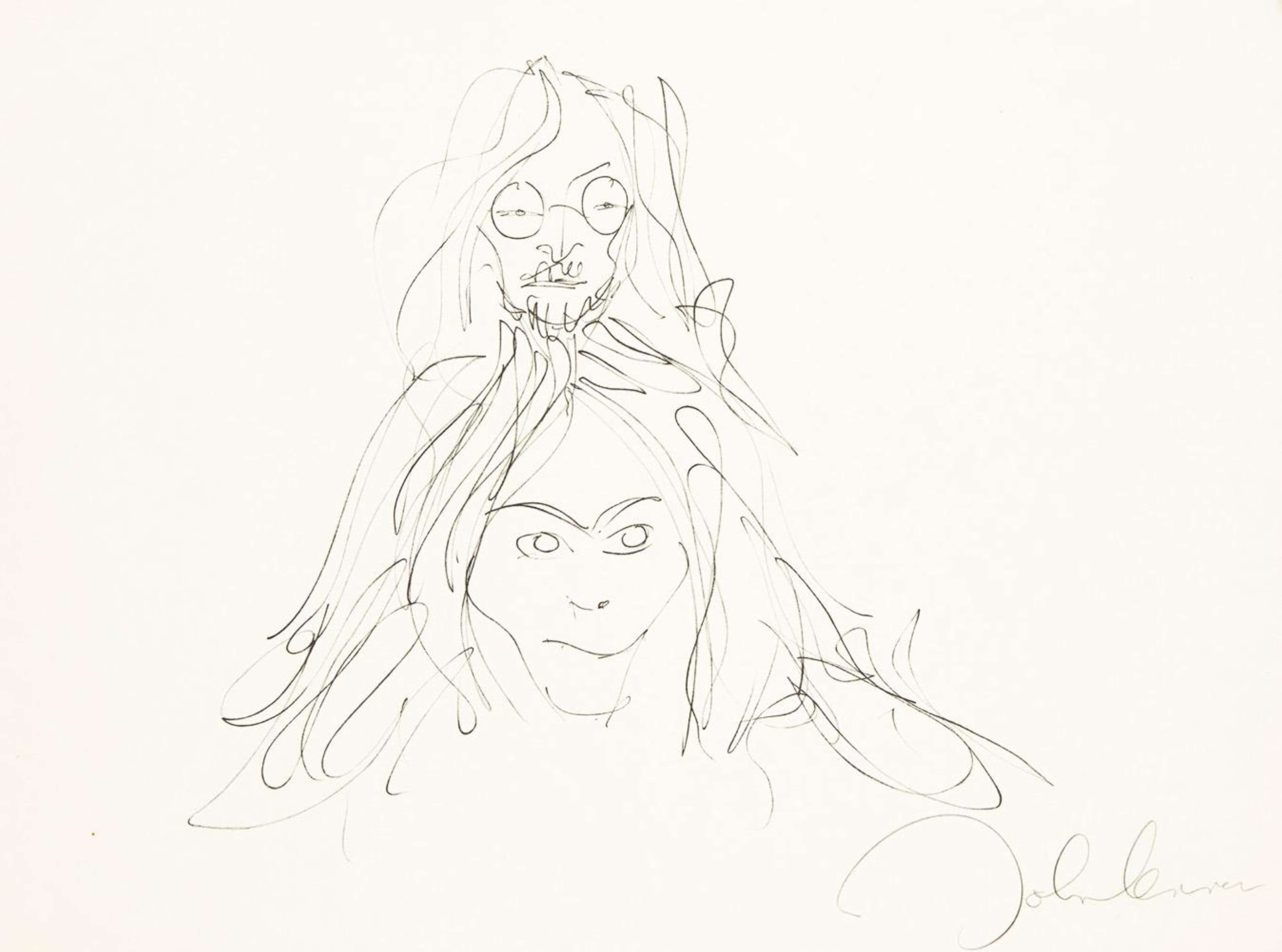 Esquisses A, vaguement abstraites, représentant deux visages