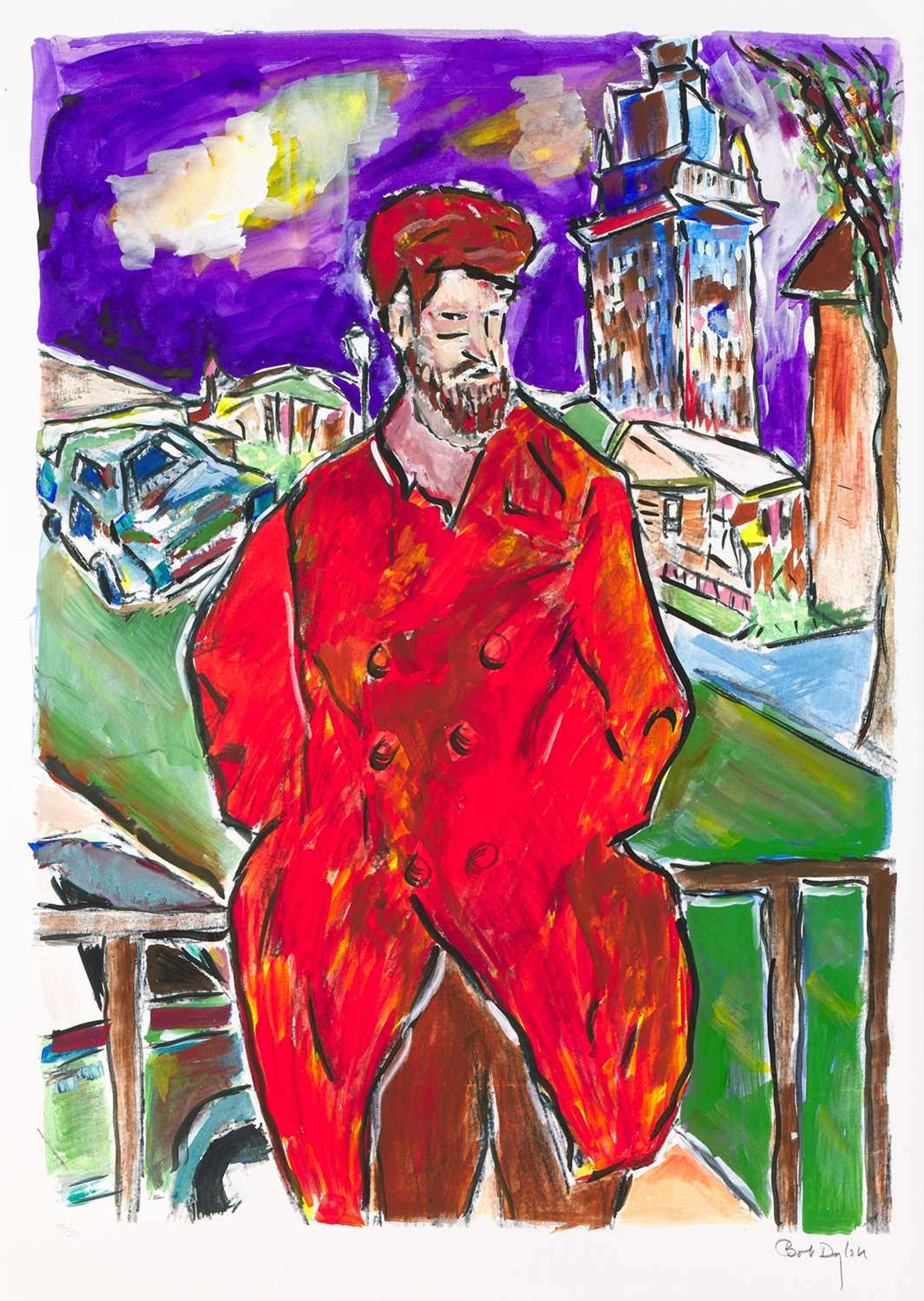 Man On A Bridge Purple (2018) - Signed Print by Bob Dylan 2018 - MyArtBroker