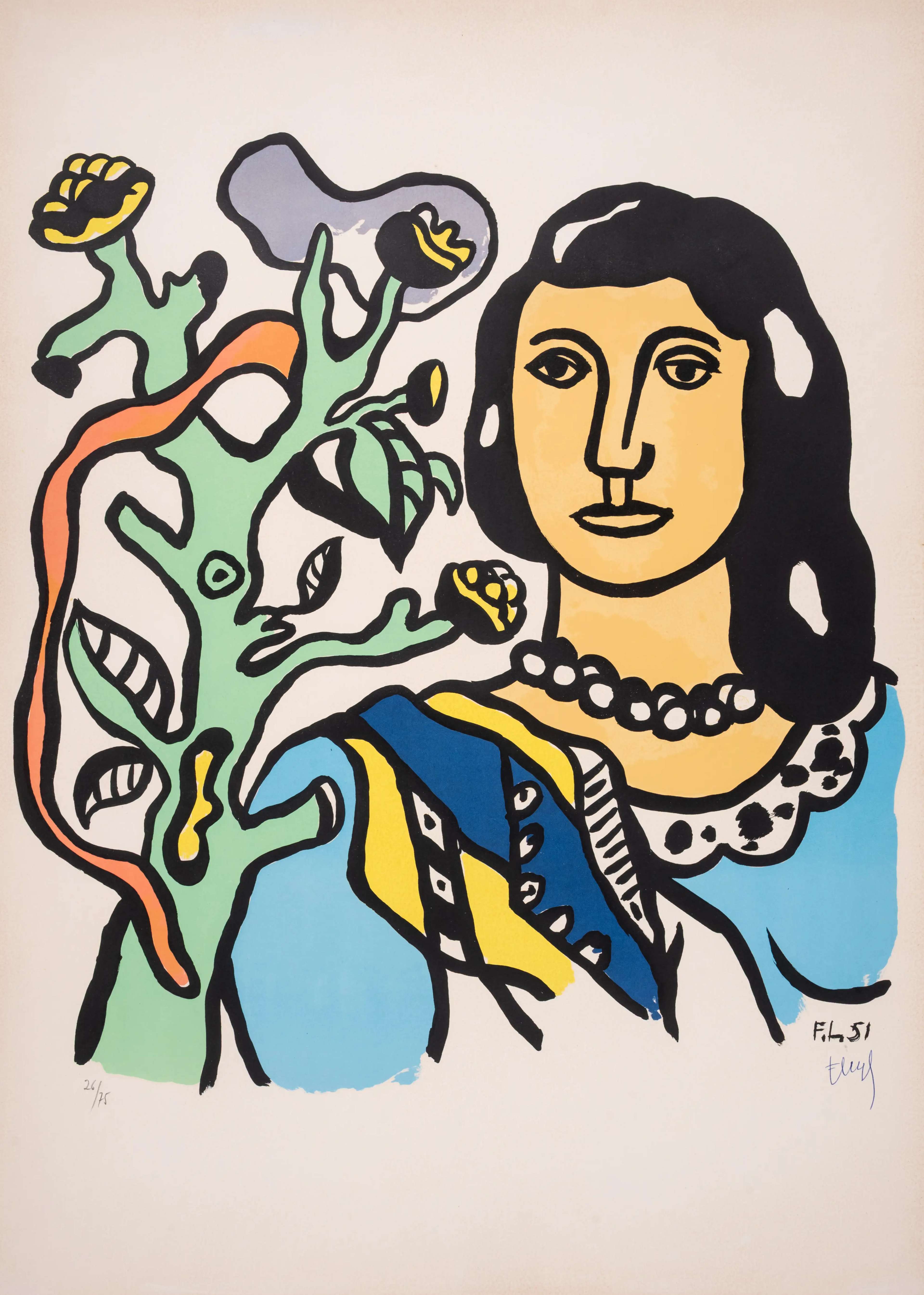 La Femme Et La Fleur - Signed Print by Fernand Leger 1954 - MyArtBroker