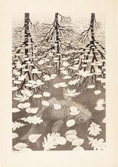 Three Worlds - Signed Print by Maurits Cornelis Escher 1955 - MyArtBroker
