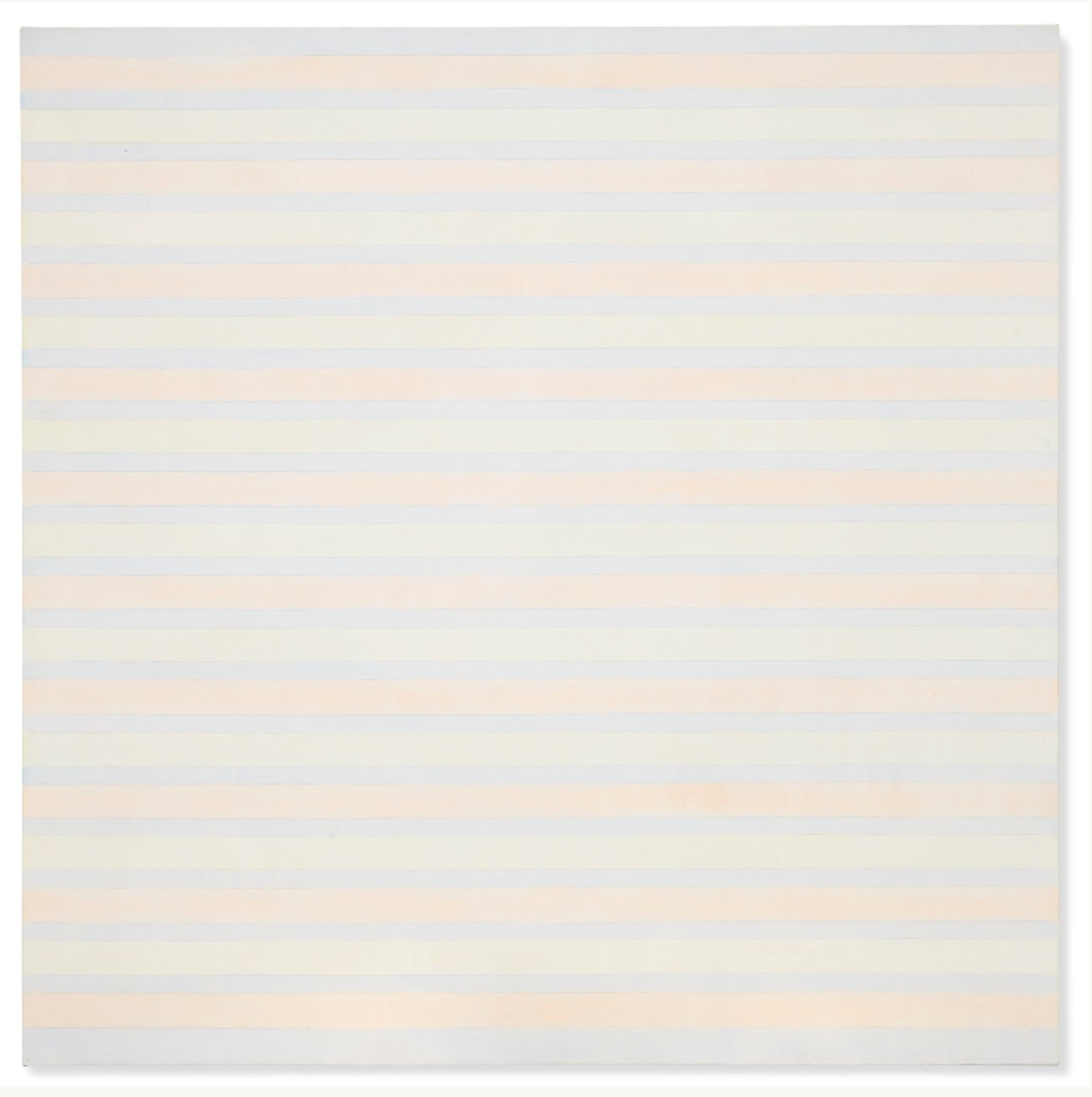 A light grey canvas with pale orange and yellow stripes, each separated by a slightly thinner band of exposed background.