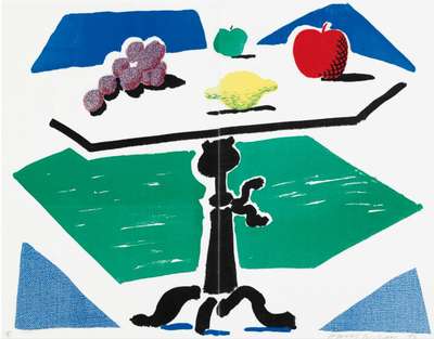 Apples, Grapes, Lemon On A Table - Signed Print by David Hockney 1988 - MyArtBroker