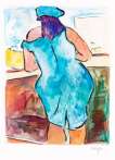 Woman In Red Lion Pub Blue (2008) - Signed Print