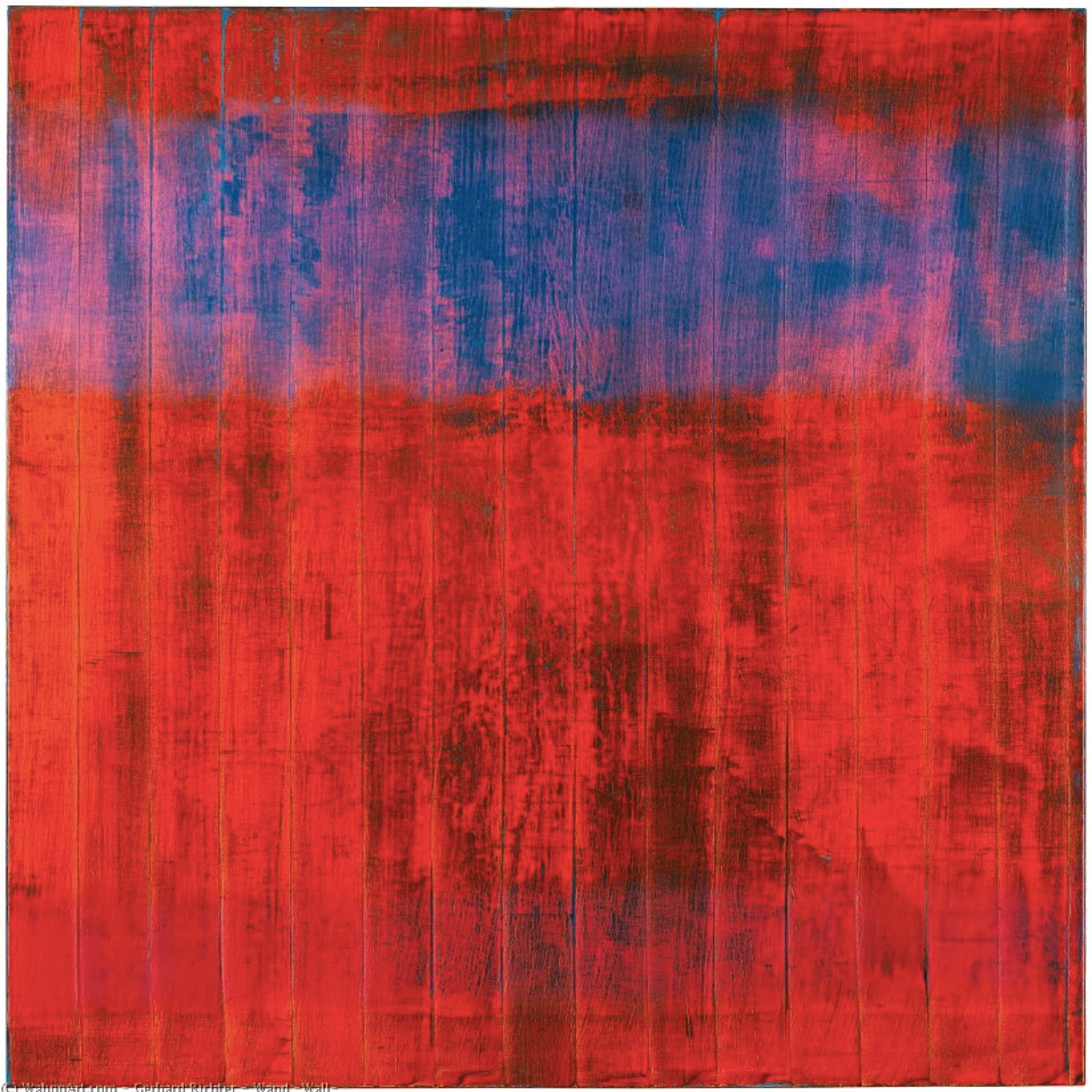 Une œuvre d'art contemporaine intitulée « Wand (Wall) », composée d'un grand panneau rectangulaire en verre gris dont la surface texturée rappelle un mur de béton. L'œuvre est fixée au mur et a été créée par Gerhard Richter en 1994.