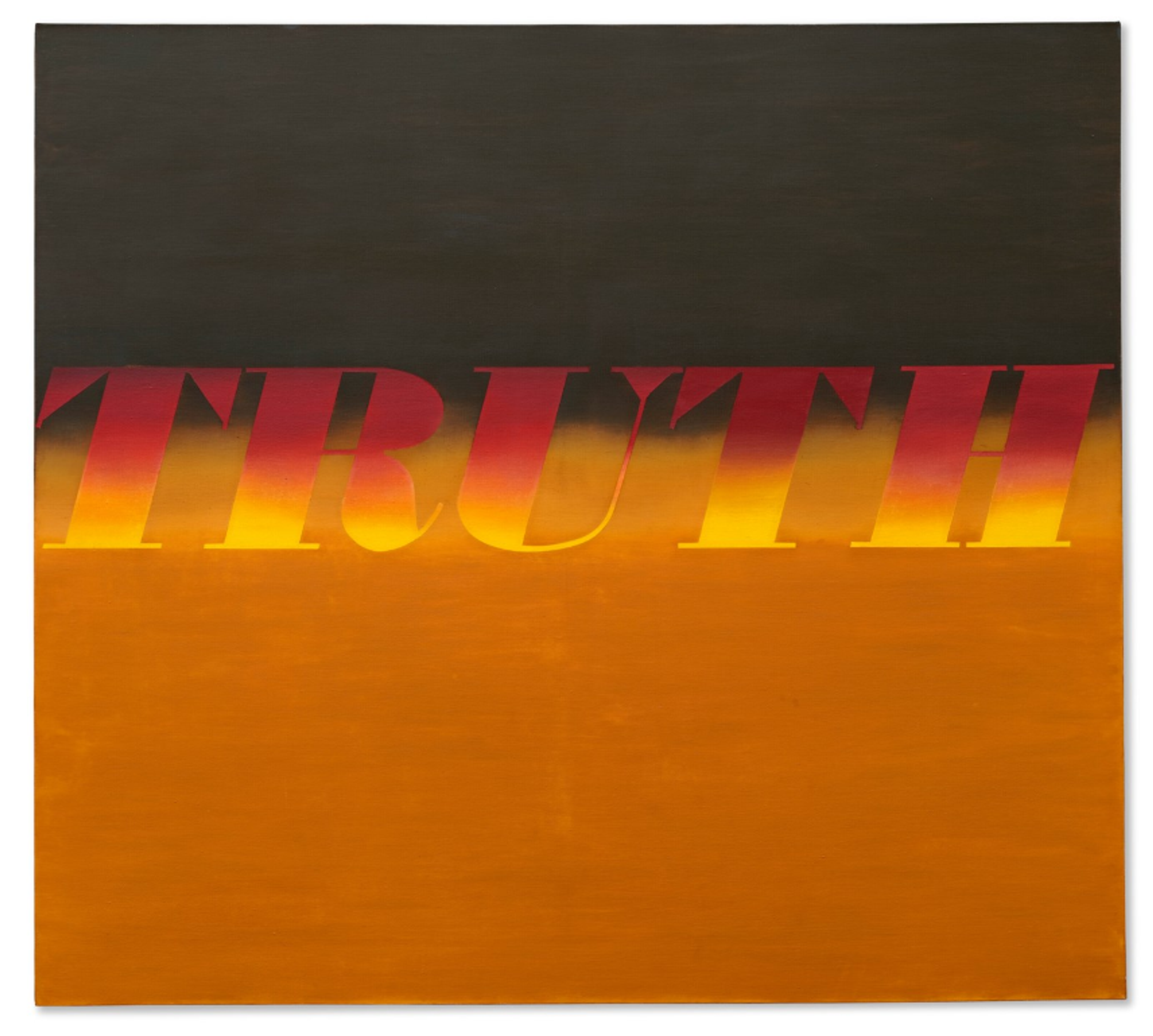 The word “Truth” is written in a bold italicised serif font. The letters themselves have a top-to-bottom red-to-yellow gradient, while the background has a black-to-deep-orange gradient.