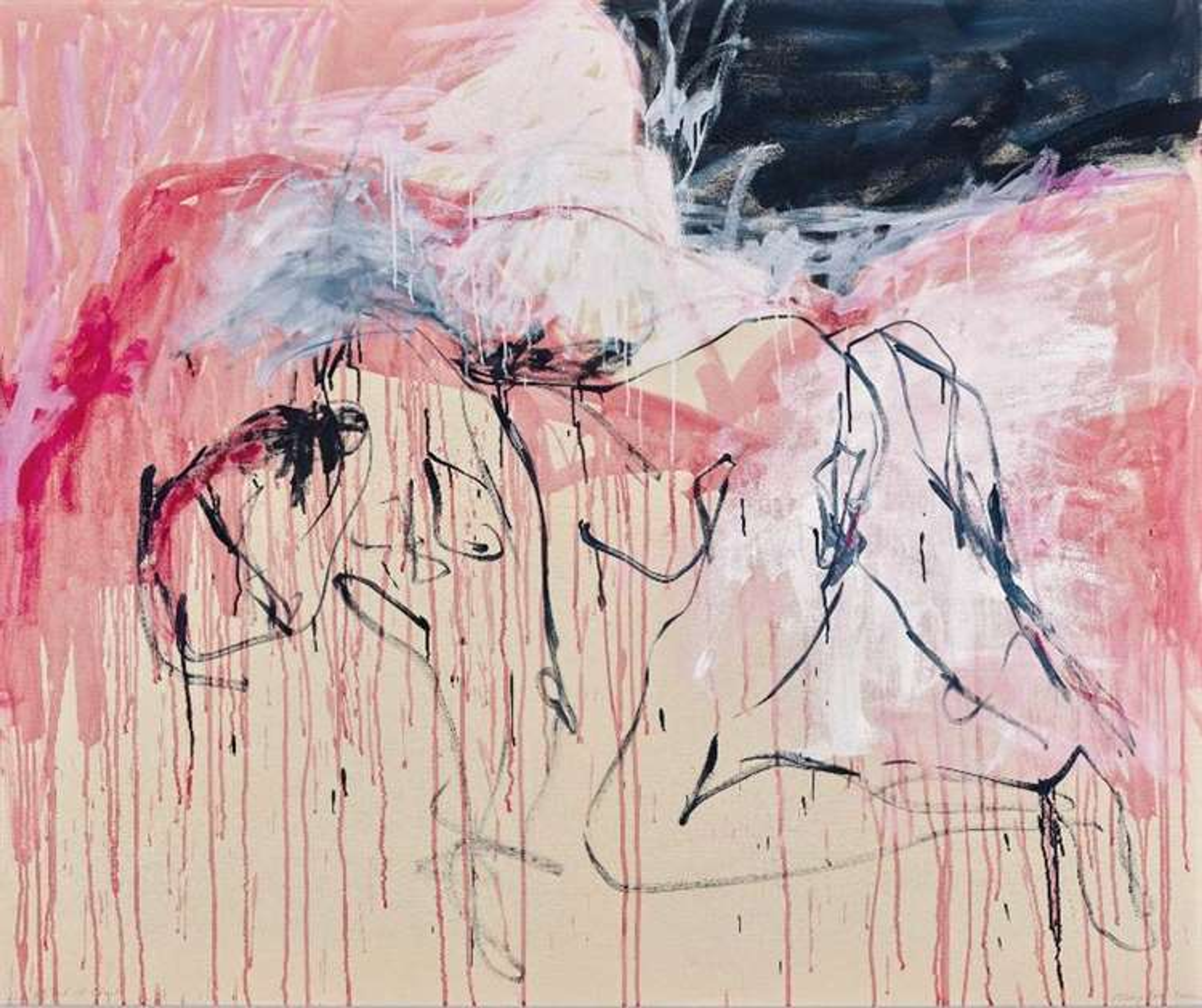 « Like A Cloud Of Blood » de Tracey Emin. Un tableau légèrement obscur représentant une femme recouverte d'un nuage de sang.