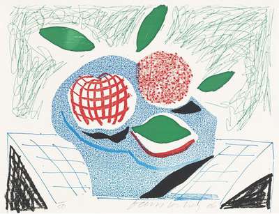 Fruit In A Blue Dish, April 1986 - Signed Print by David Hockney 1986 - MyArtBroker