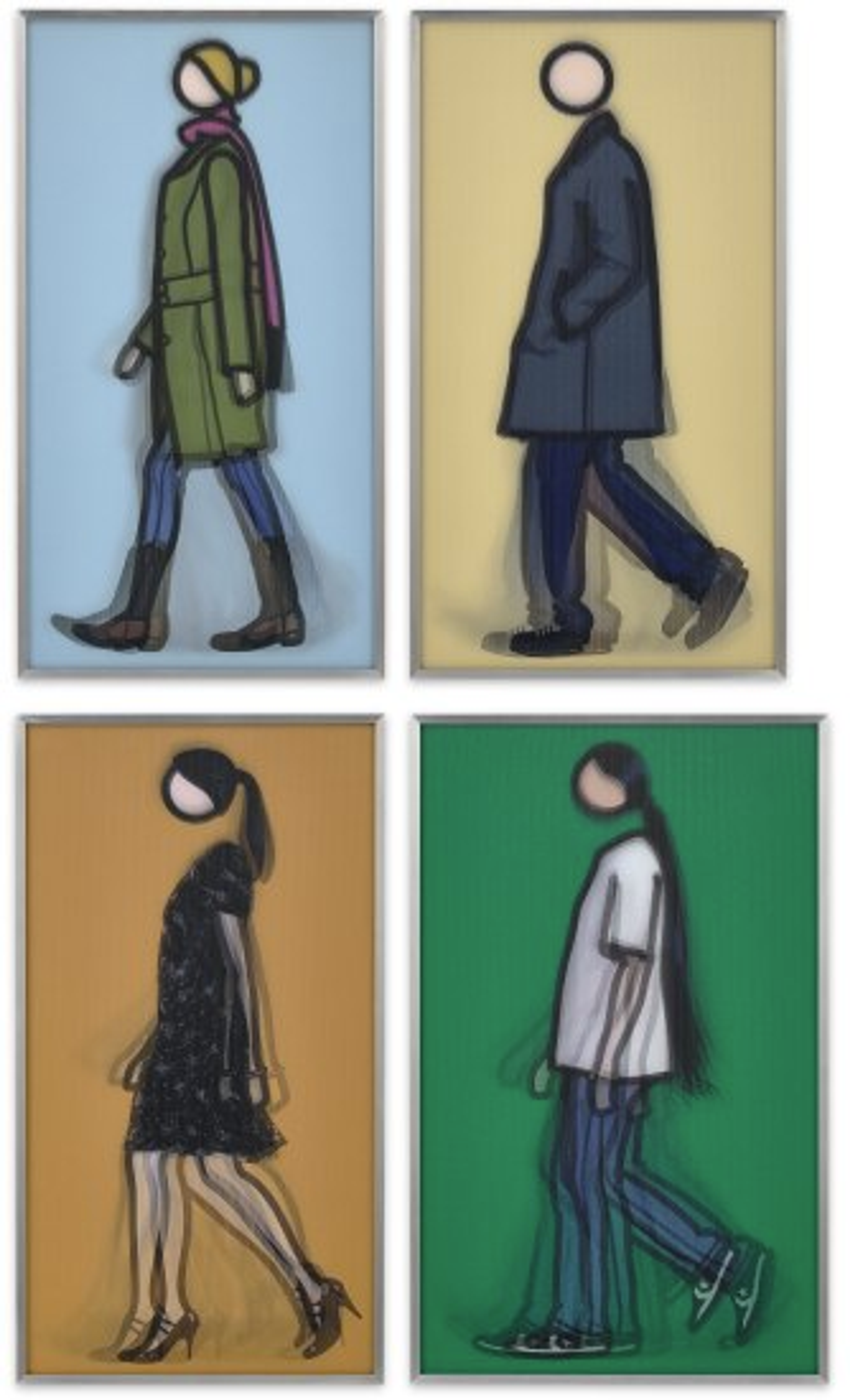Sian Walking; Jeremy Walking in Coat; Verity Walking; and Kris Walking (C. 147-150) by Julian Opie - Phillips 2023 