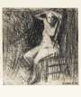 Frank Auerbach: Nude Seated With Arms Above Her Head - Signed Print