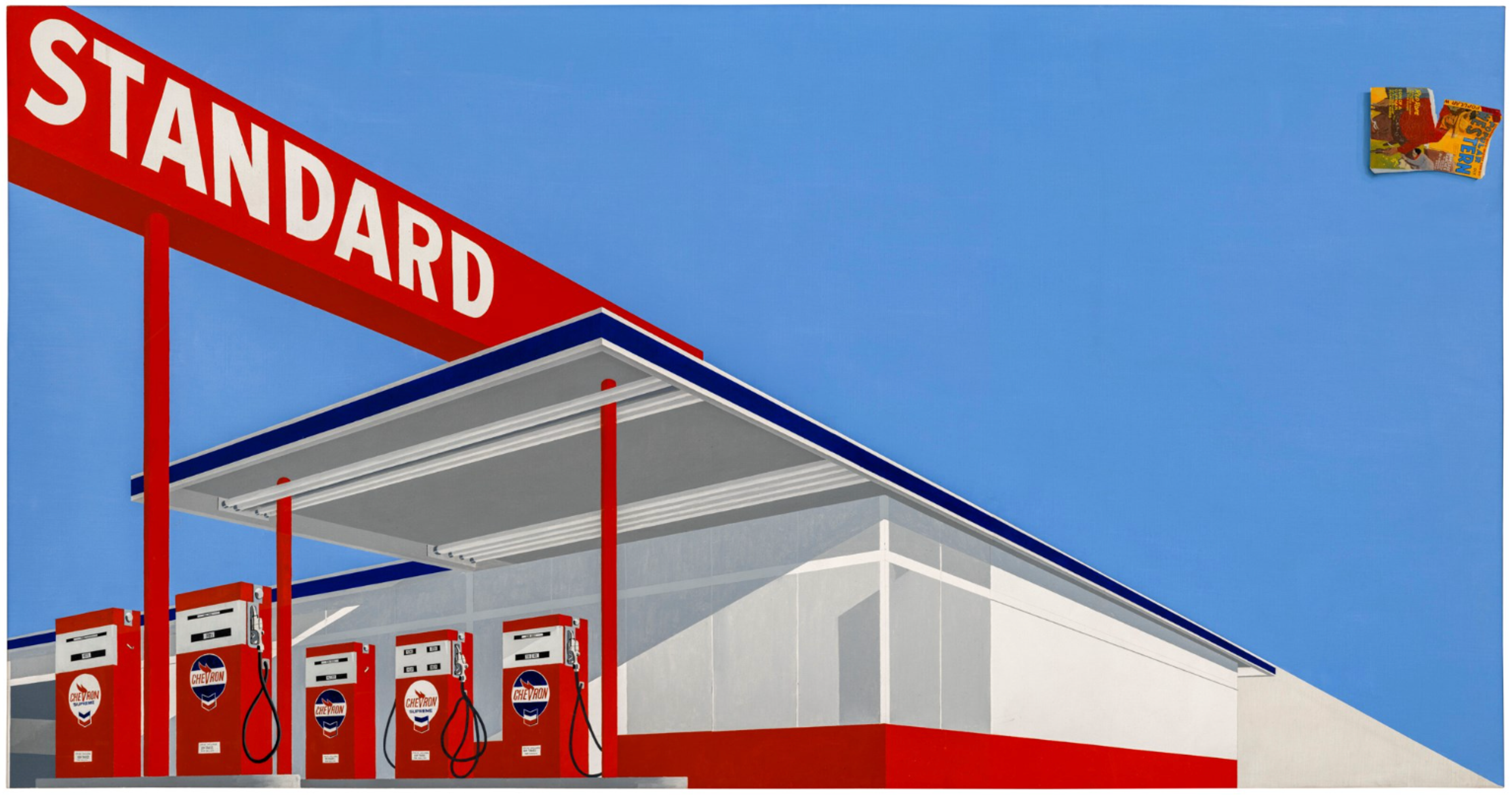Standard Station, western à dix cents déchiré en deux par Ed Ruscha - Christie's