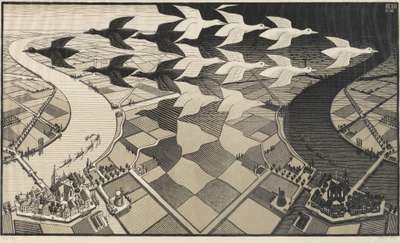 Day And Night - Signed Print by Maurits Cornelis Escher 1961 - MyArtBroker