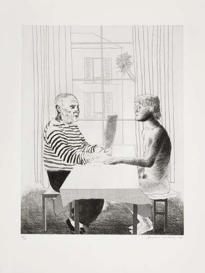 Artist And Model - Signed Print by David Hockney 1973 - MyArtBroker