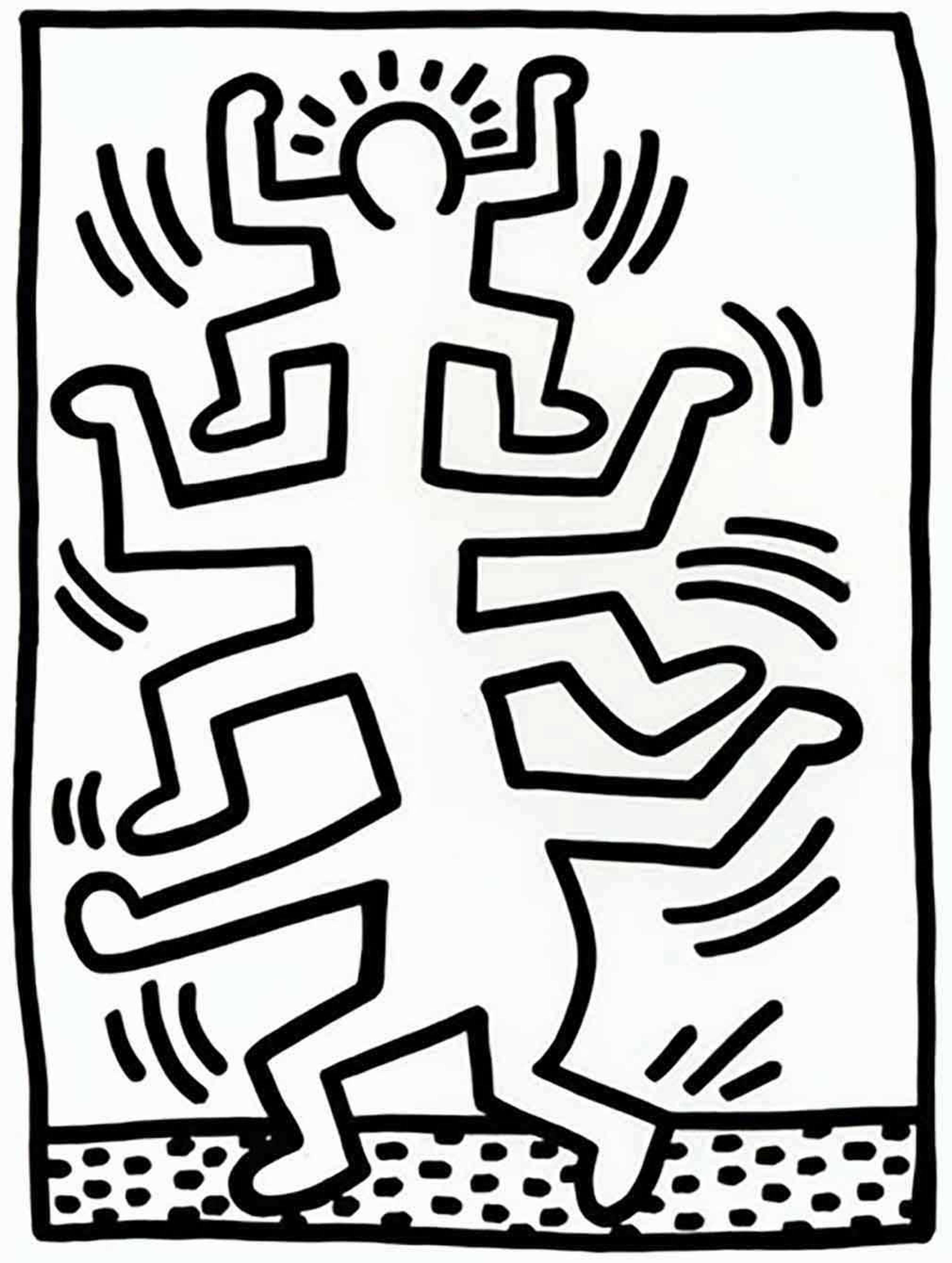 Black outlined figure with multiple arms and legs on a white background 