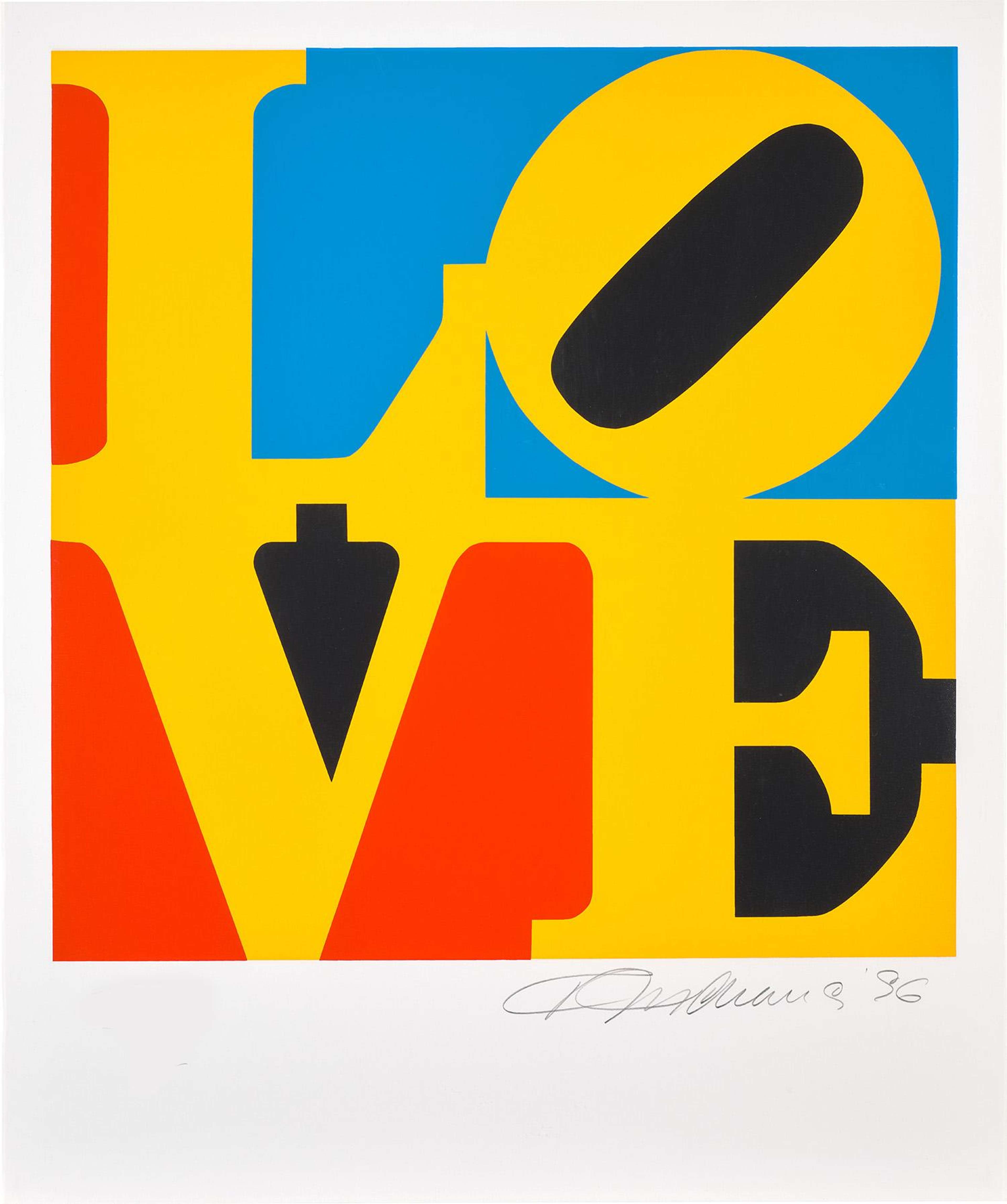 The Book Of Love (yellow, red and blue) - Signed Print by Robert Indiana 1996 - MyArtBroker