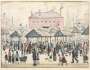 L S Lowry: Market Scene In Northern Town - Signed Print