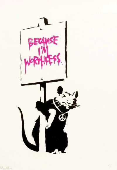 Because I'm Worthless (pink) - Signed Print by Banksy 2004 - MyArtBroker
