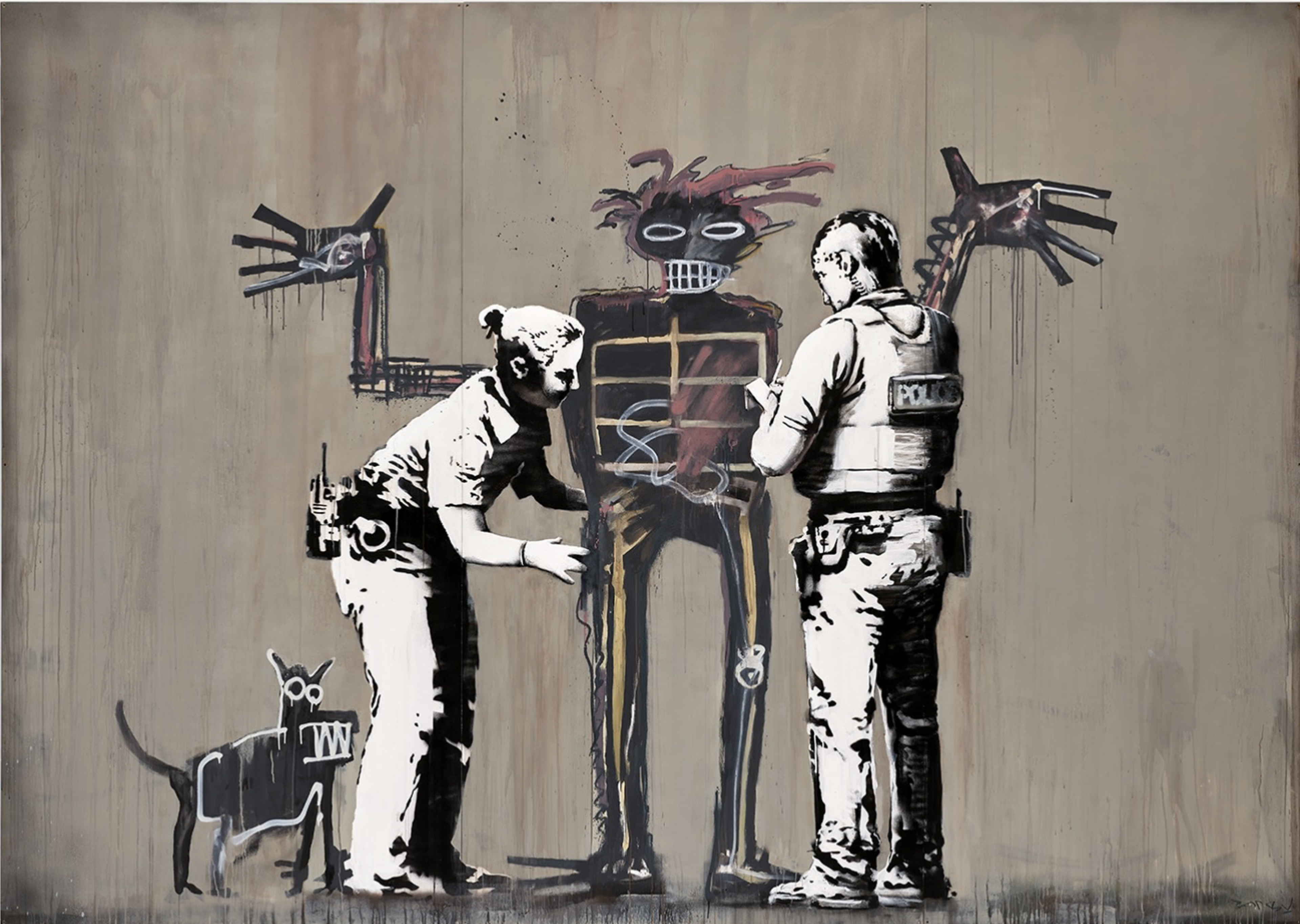 Image © Phillips / Banksquiat, Boy And Dog In Stop & Search © Banksy 2018