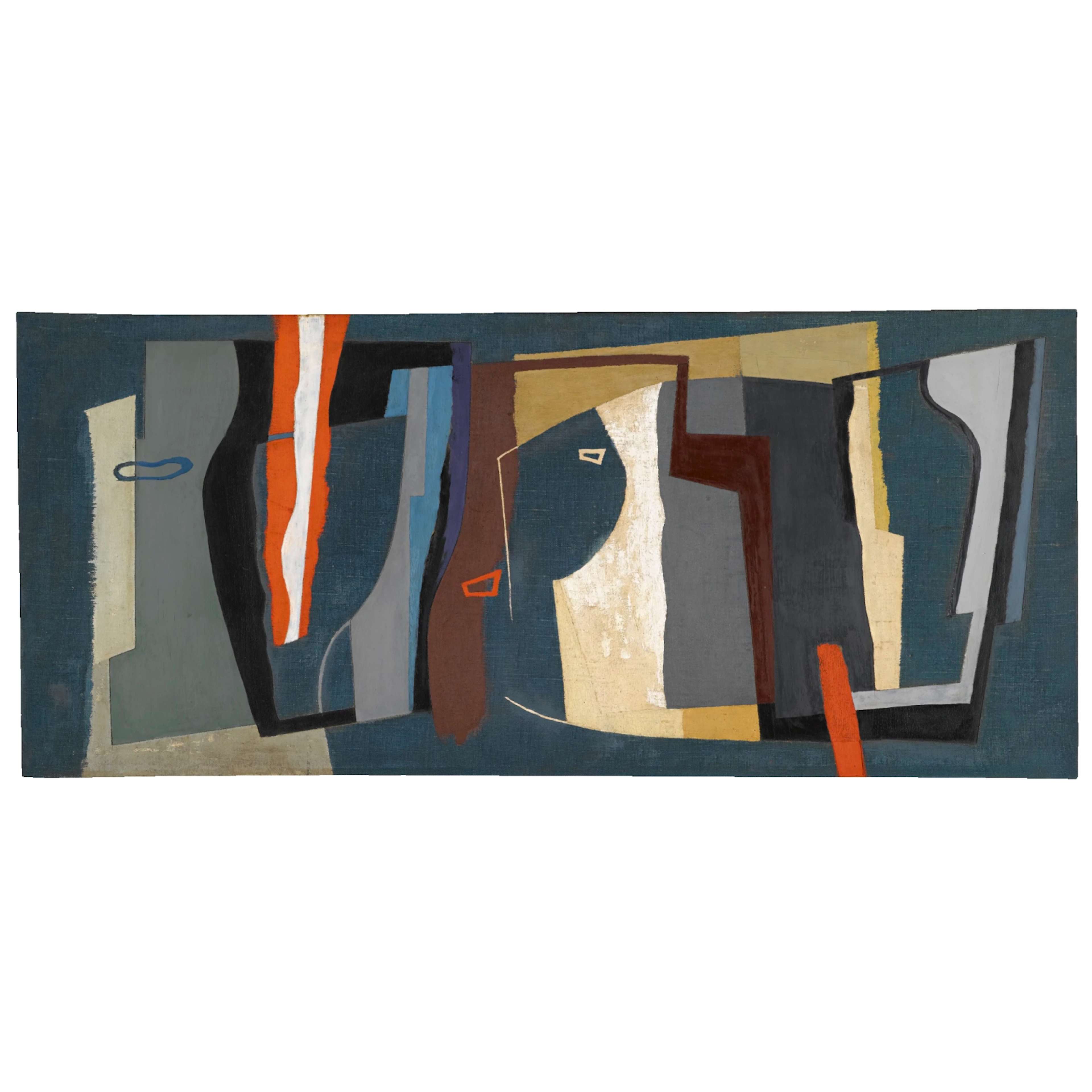 Large diptych canvas with an abstract arrangement of vertical lines in various hues.