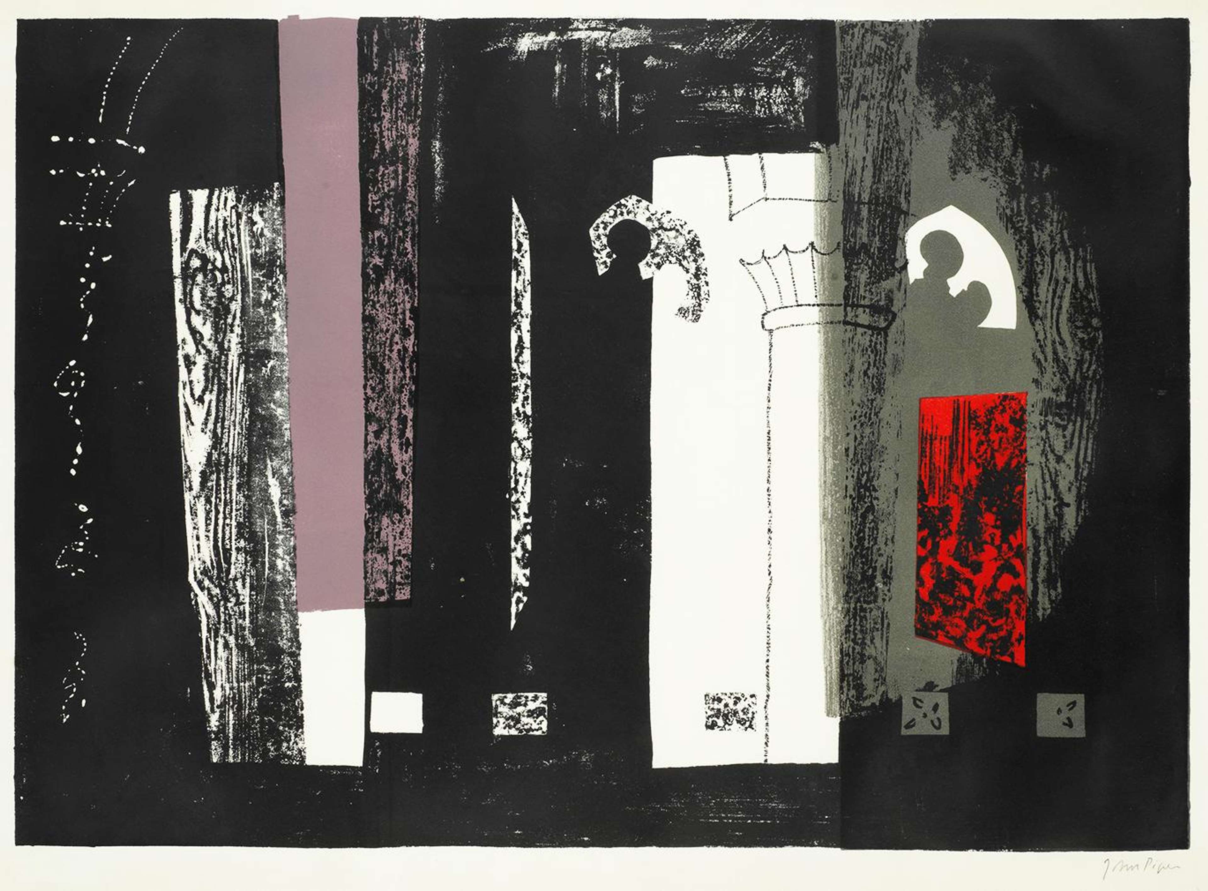 Inglesham, Wiltshire: A Rustic Medieval Interior - Signed Print by John Piper 1964 - MyArtBroker