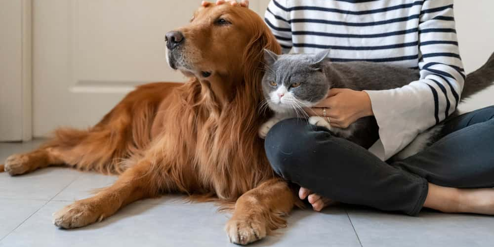 Healthy pet with comfortable skin being gently petted