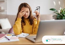 Teen taking a break from screens to reduce eye strain and digital fatigue