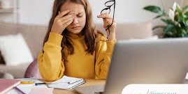 Teen taking a break from screens to reduce eye strain and digital fatigue