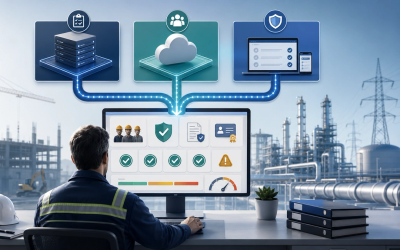 Safety manager comparing contractor-management platforms for construction, industrial, and utility operations.