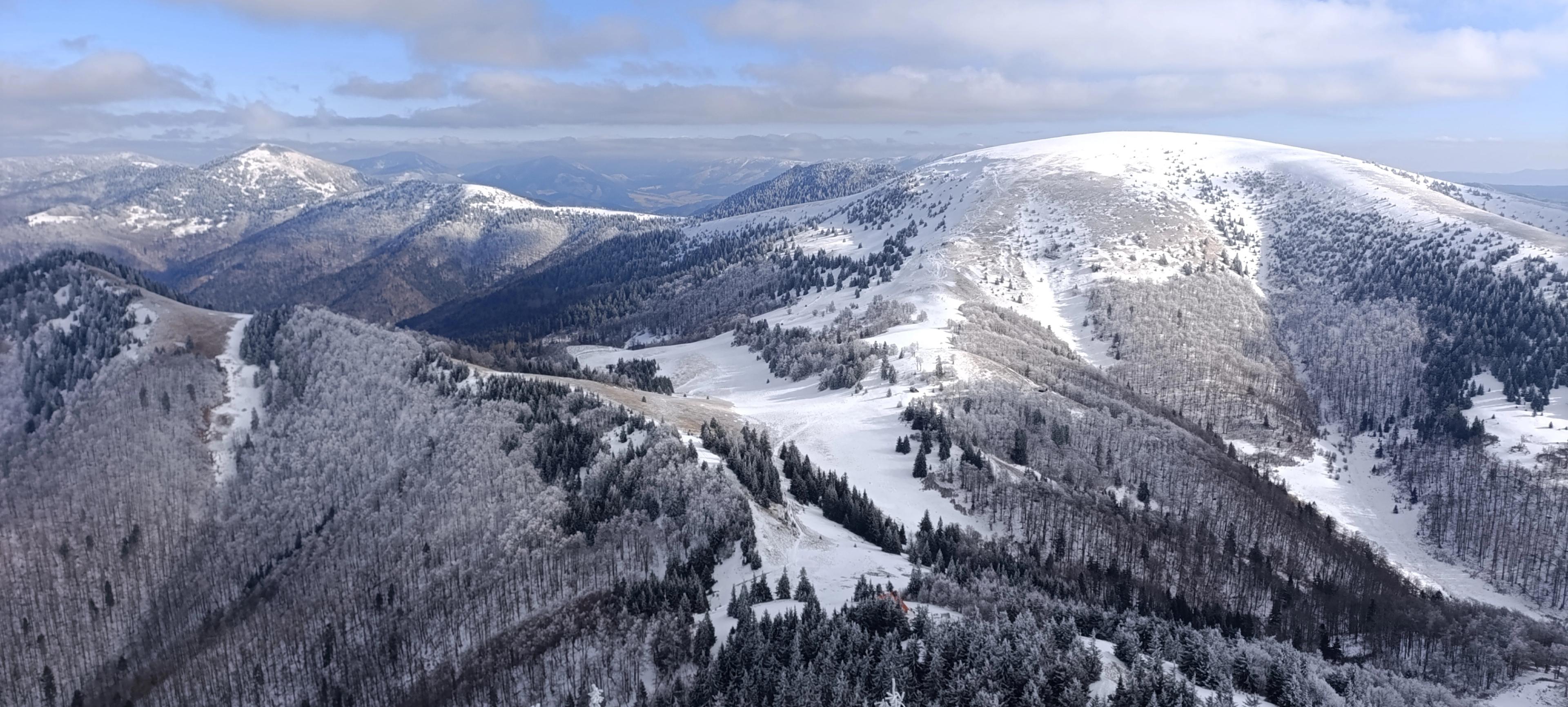 girl winter vela fatra hike ridge open sky