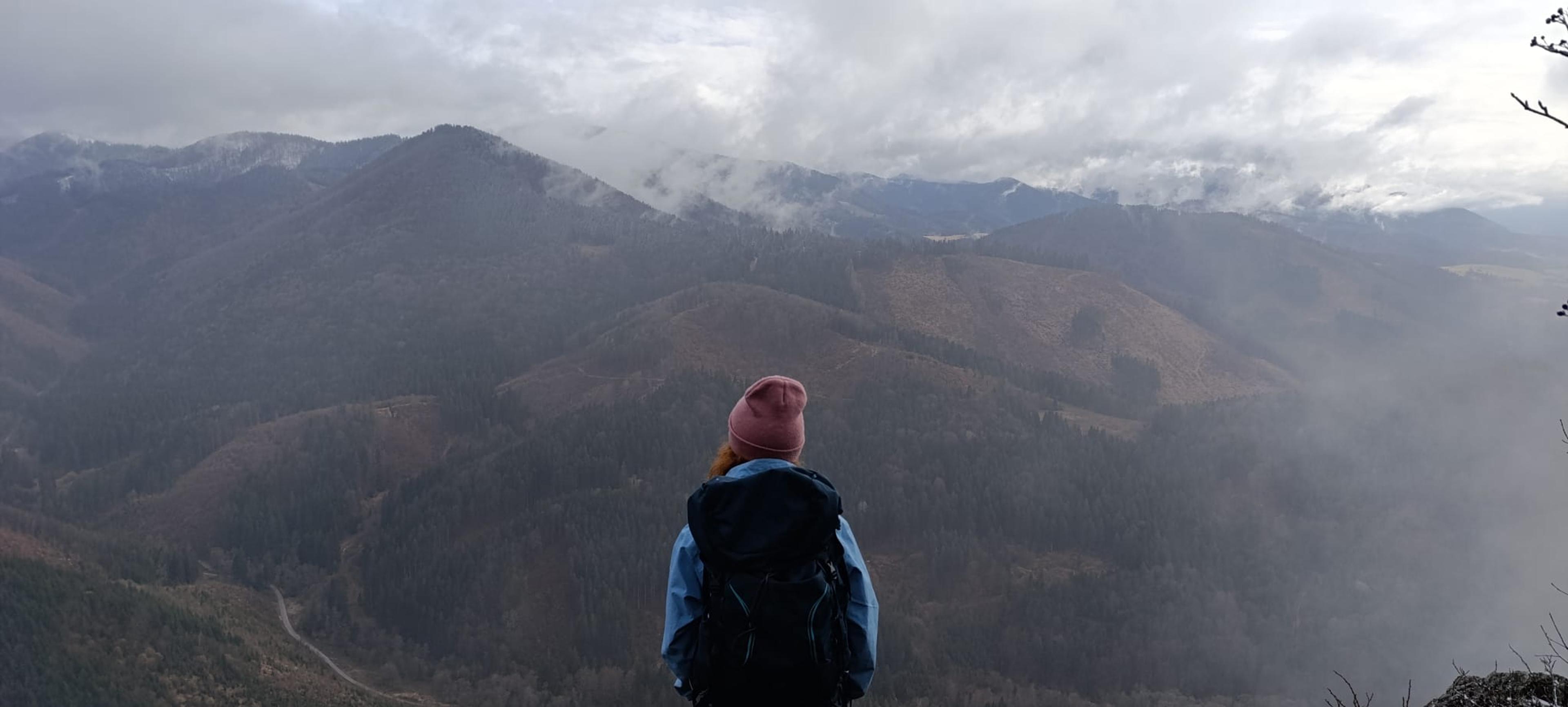 person hiker velka fatra view viewpoin rock 