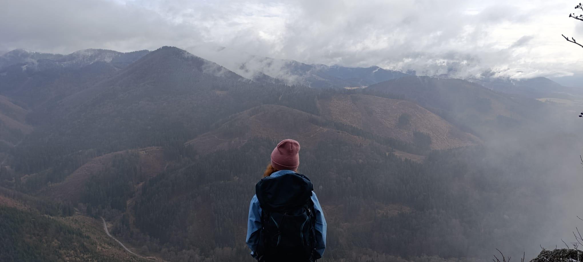 person hiker velka fatra view viewpoin rock