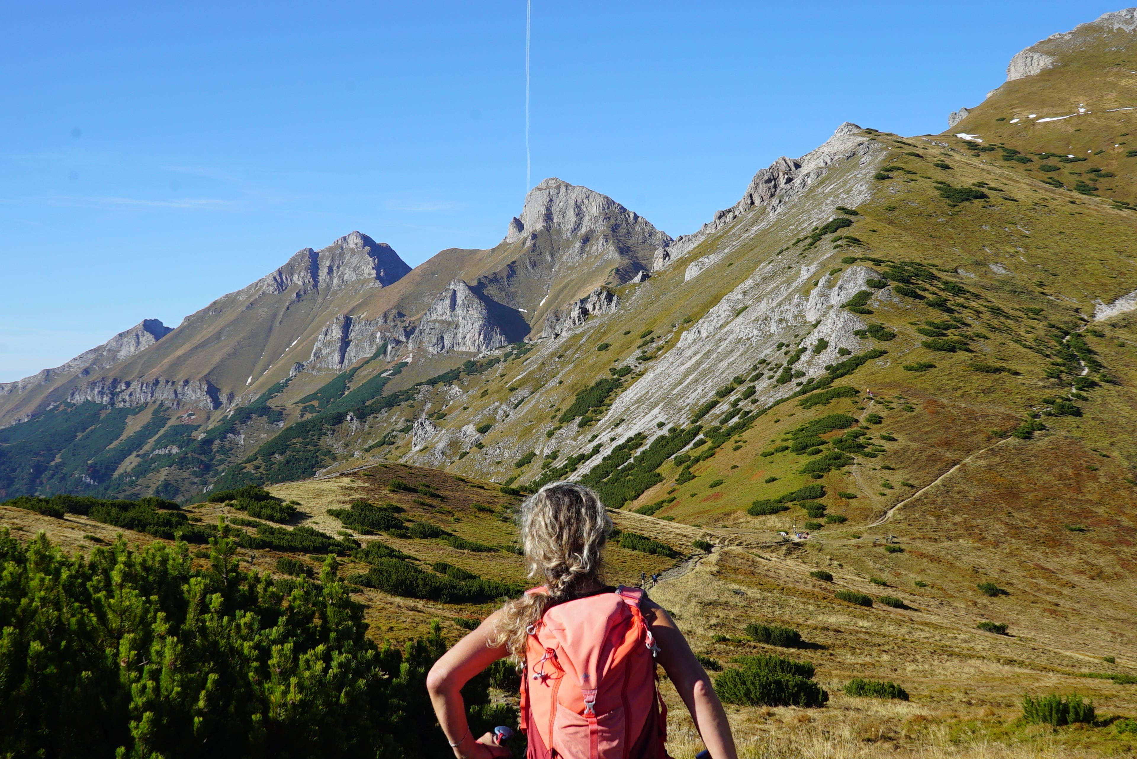 girl walker hike belianske tatry vysoke tatry peaks ridge autumn