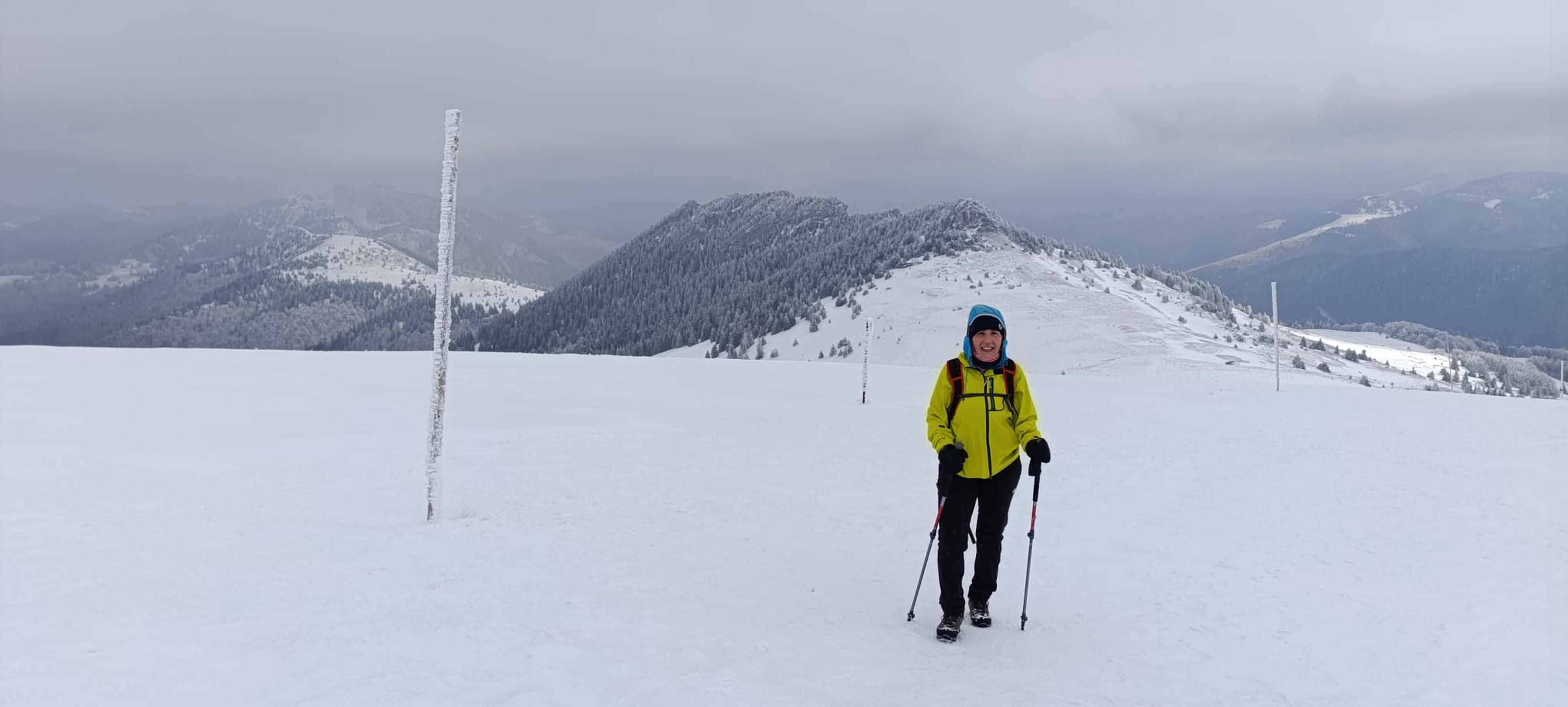 girl winter vela fatra hike ridge open sky