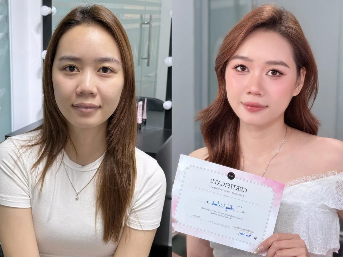 Khách hàng thực tế sau buổi học/trải nghiệm, minh họa khả năng xử lý nền, màu và tổng thể layout.