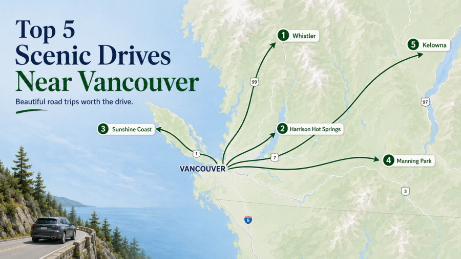 Top 5 Scenic Drives Near Vancouver: Whistler, Harrison Hot Springs, Sunshine Coast, Manning Park and Kelowna