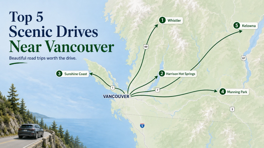 Top 5 Scenic Drives Near Vancouver: Whistler, Harrison Hot Springs, Sunshine Coast, Manning Park and Kelowna