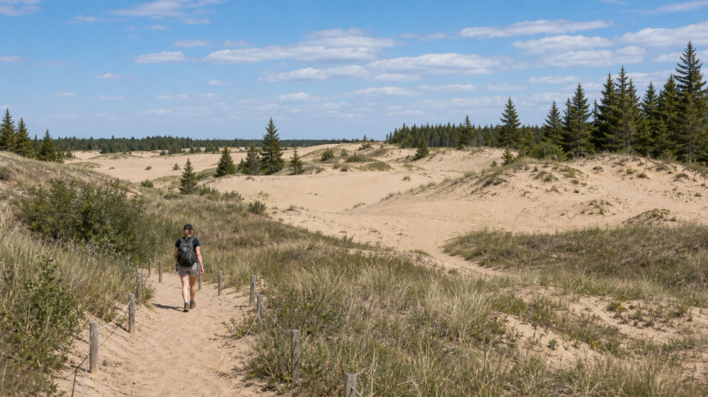 Walk Manitoba’s “desert” at Spirit Sands in Spruce Woods, Canada