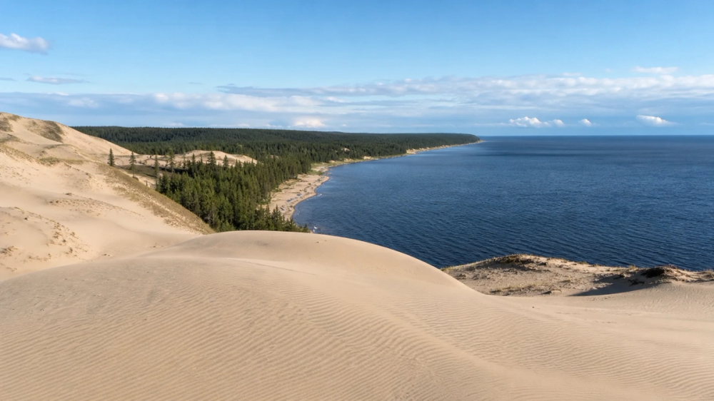 Sand dune ridge above Lake Athabasca in Athabasca Sand Dunes Provincial Park