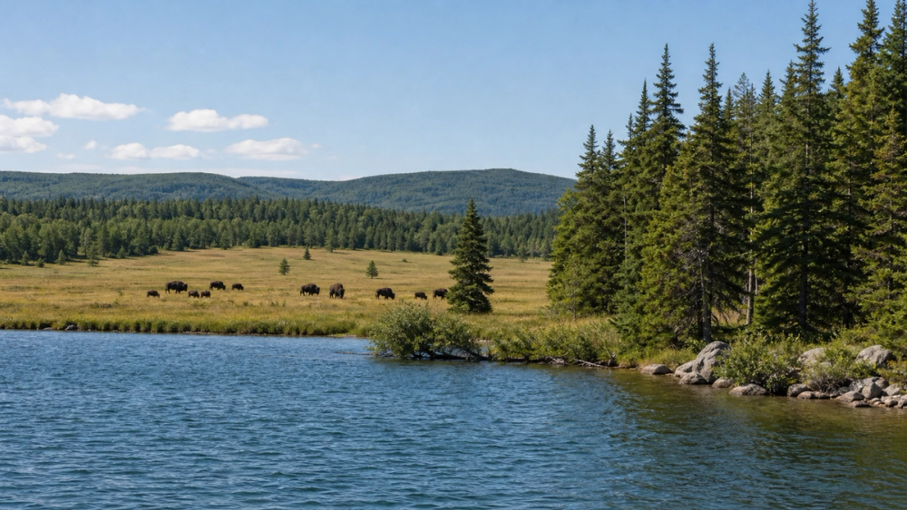 Swim, walk, and watch bison at Riding Mountain National Park, Canada