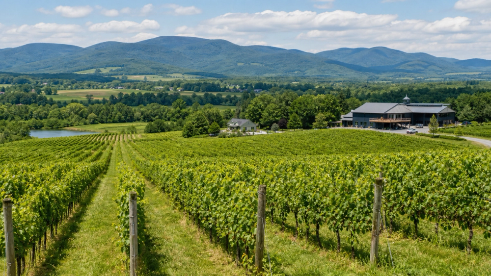 Brome-Missisquoi Wine Route vineyards and rolling hills in Quebec's Eastern Townships