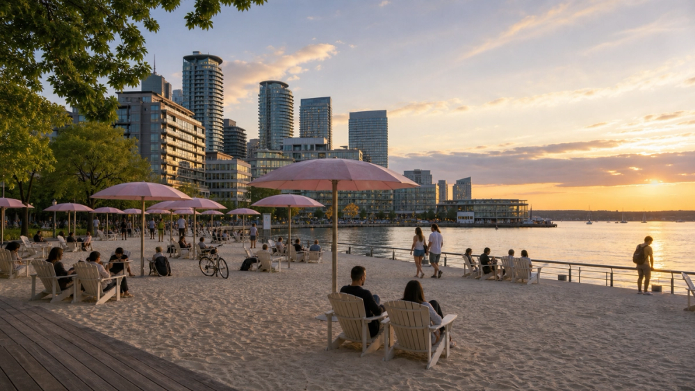 Harbourfront stroll and Sugar Beach at sunset, Canada